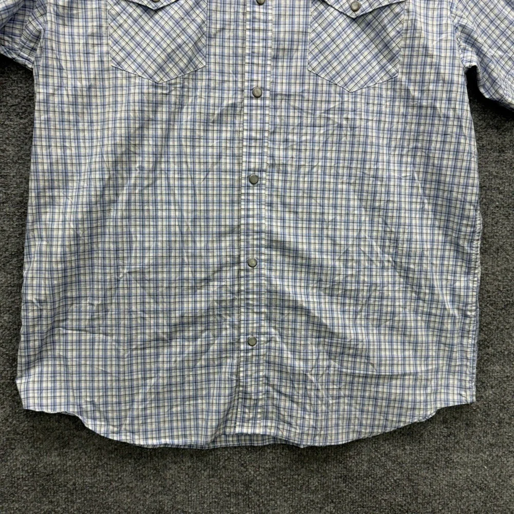 Banana Republic Western Button Shirt Mens XL Blue Short Sleeve Plaid Casual